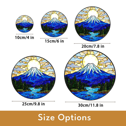 Mountain Stained Glass Suncatcher Beautiful Nature Art Sun Catcher for Gift Lovers Home Decor