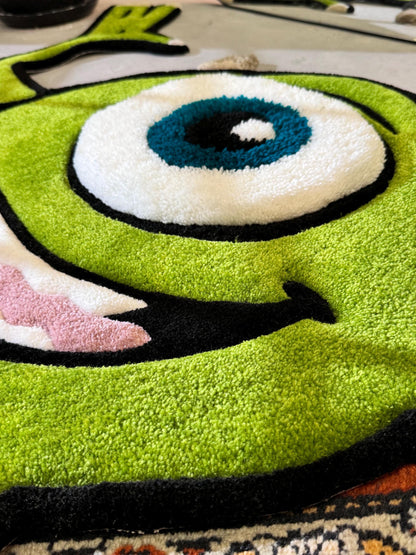 Monster Cartoon Character, Green Rug, 3D Cartoon Fluffy Rug, Moss 3D rug