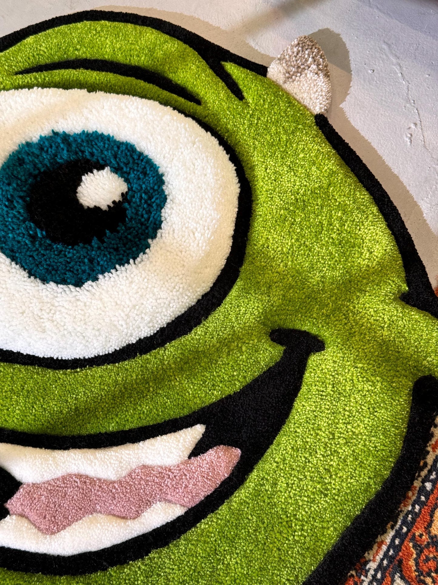 Monster Cartoon Character, Green Rug, 3D Cartoon Fluffy Rug, Moss 3D rug
