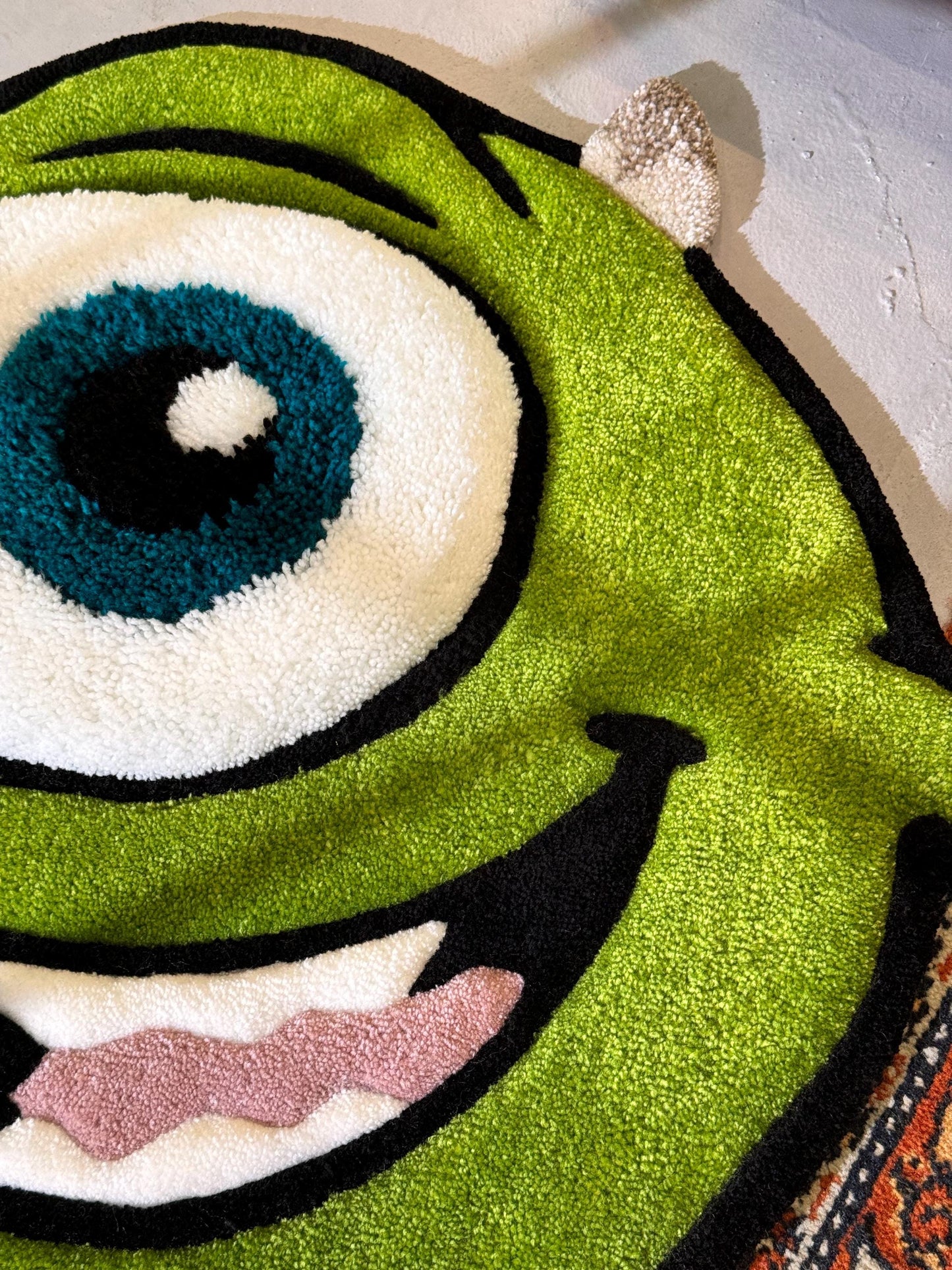 Monster Cartoon Character, Green Rug, 3D Cartoon Fluffy Rug, Moss 3D rug