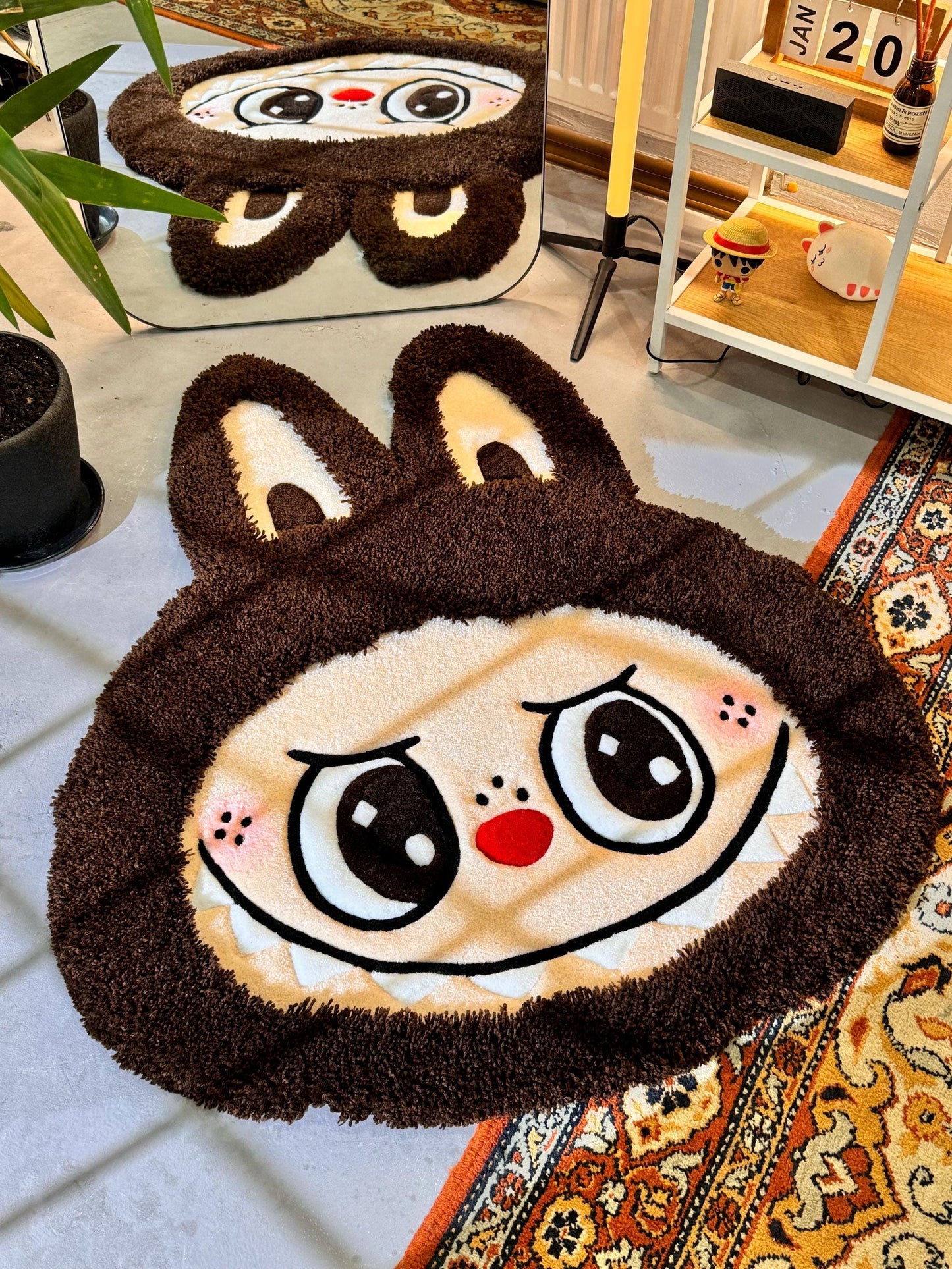 Cute Fluffy Monster Rug, Cute 3D Rug, Handmade Monster Rug, Tufted Fluffy Rug, Plush Rug