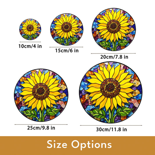 Stained Glass Sunflower Suncatcher Colorful Window Decoration Gift for Mom or Flower Lovers
