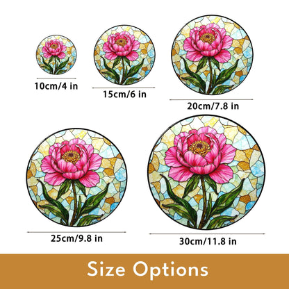 Stained Glass Peony Flower Suncatcher Sun Catcher for Home Decor Gift for Mom or Flower Lovers