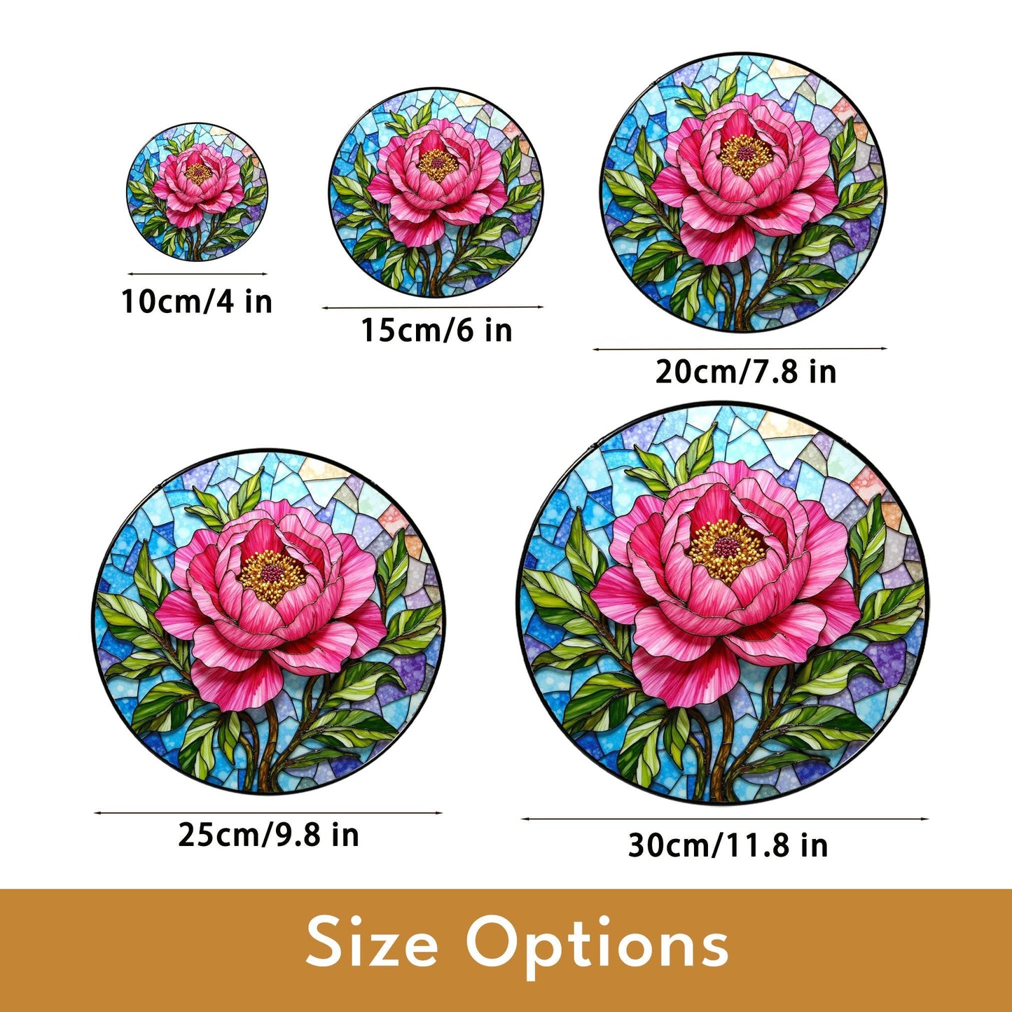Pink Peony Stained Glass Suncatcher for Window Beautiful Floral Gift for Mother or Friend