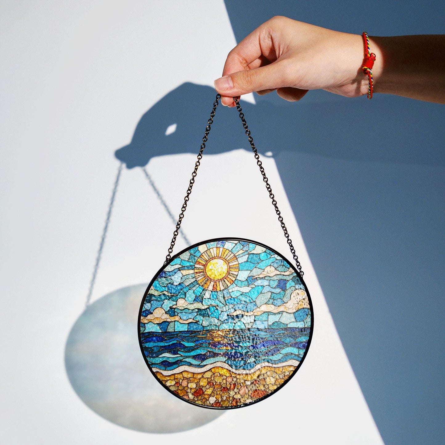 Ocean Sun Stained Glass Suncatcher Beach Home Decor Perfect Gift for Nature Lovers