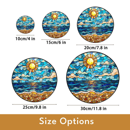 Ocean Sun Stained Glass Suncatcher Beach Home Decor Perfect Gift for Nature Lovers