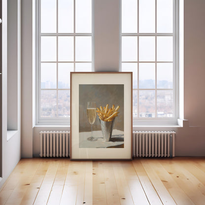 Pomme Frites and Champagne Bar Cart Art Print | Cute Quirky Whimsical | Cocktail Art Bar Cart Decor | French Fries | Trendy Home Wall Art