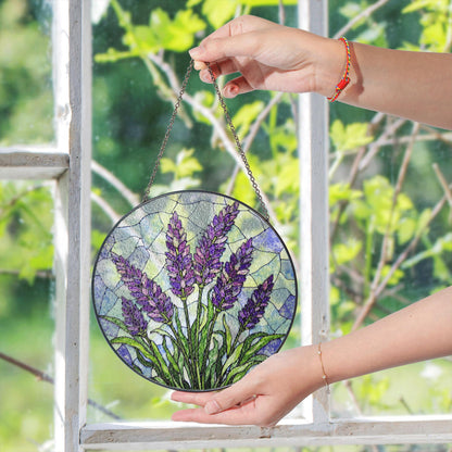 Lavender Stained Glass Suncatcher Purple Floral Window Decoration Gift for Her