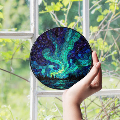 Northern Lights Suncatcher Stained Glass Gift Nature Lovers Home Decor