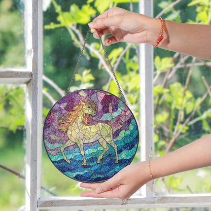 Stained Glass Unicorn Suncatcher Rainbow Decor Gift for Unicorn Lovers