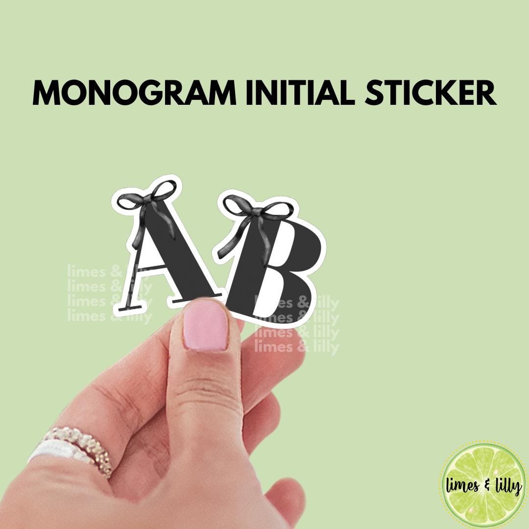Custom Monogram Initial Letter Coquette Black Bow Vinyl Sticker | Girly Sticker | Kindle Stickers | Cute Stickers | Water Bottle Sticker |