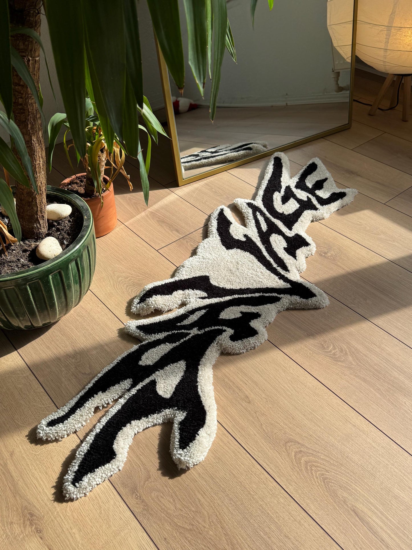 Savage Fluffy Handmade Tufted Rug, Gothic Beige Rug