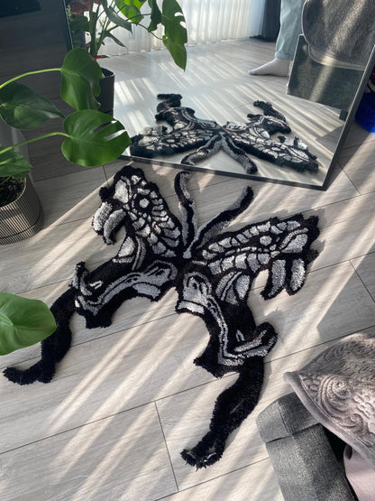 Handmade Snake and Butterfly Rug - Unique Rug Home Decor , Boho Home Decor