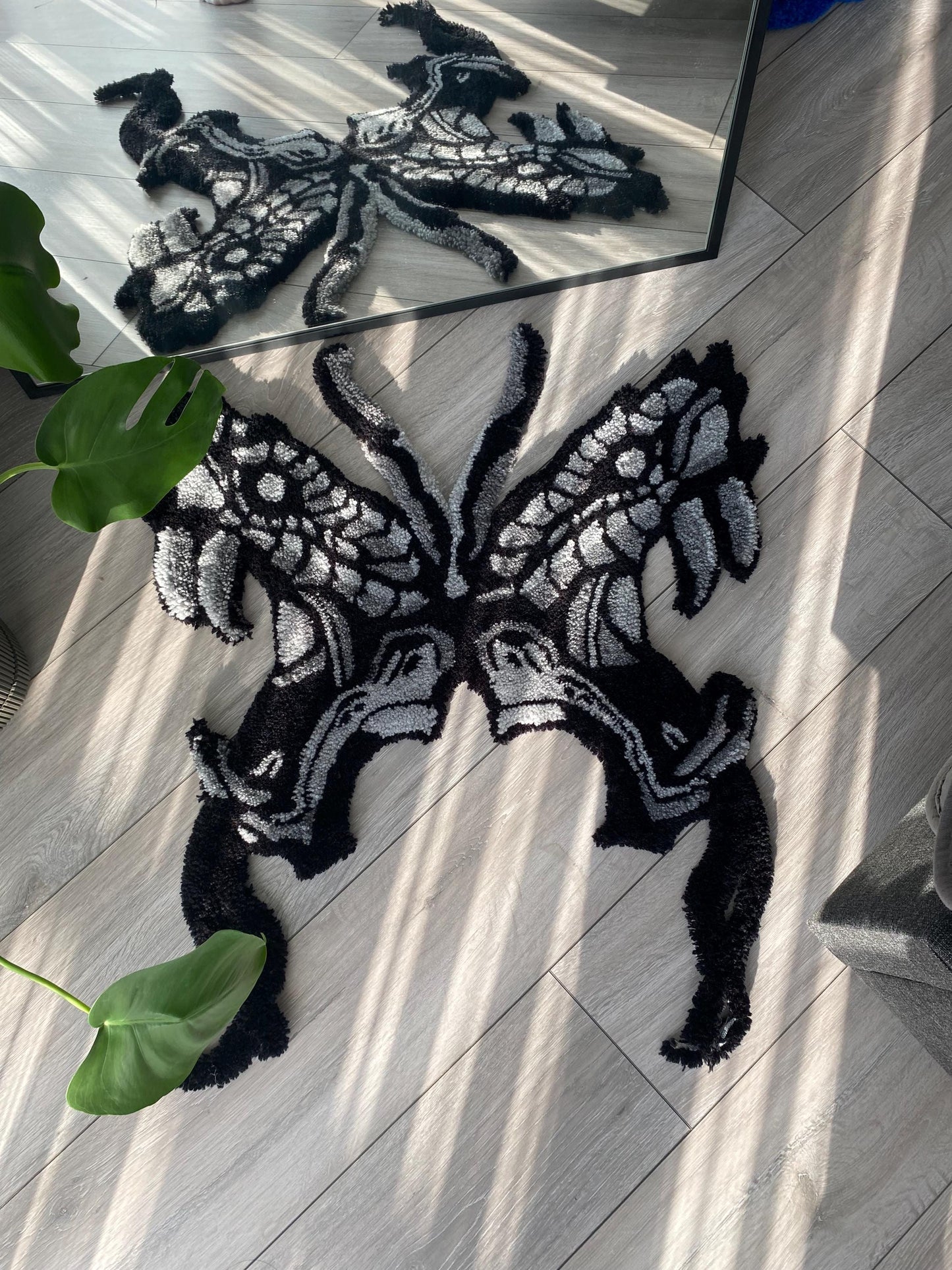 Handmade Snake and Butterfly Rug - Unique Rug Home Decor , Boho Home Decor