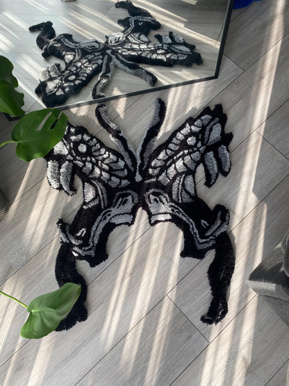 Handmade Snake and Butterfly Rug - Unique Rug Home Decor , Boho Home Decor