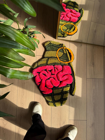 3D Unique Brain Bomb Tufted Rug  Modern Interior Decor