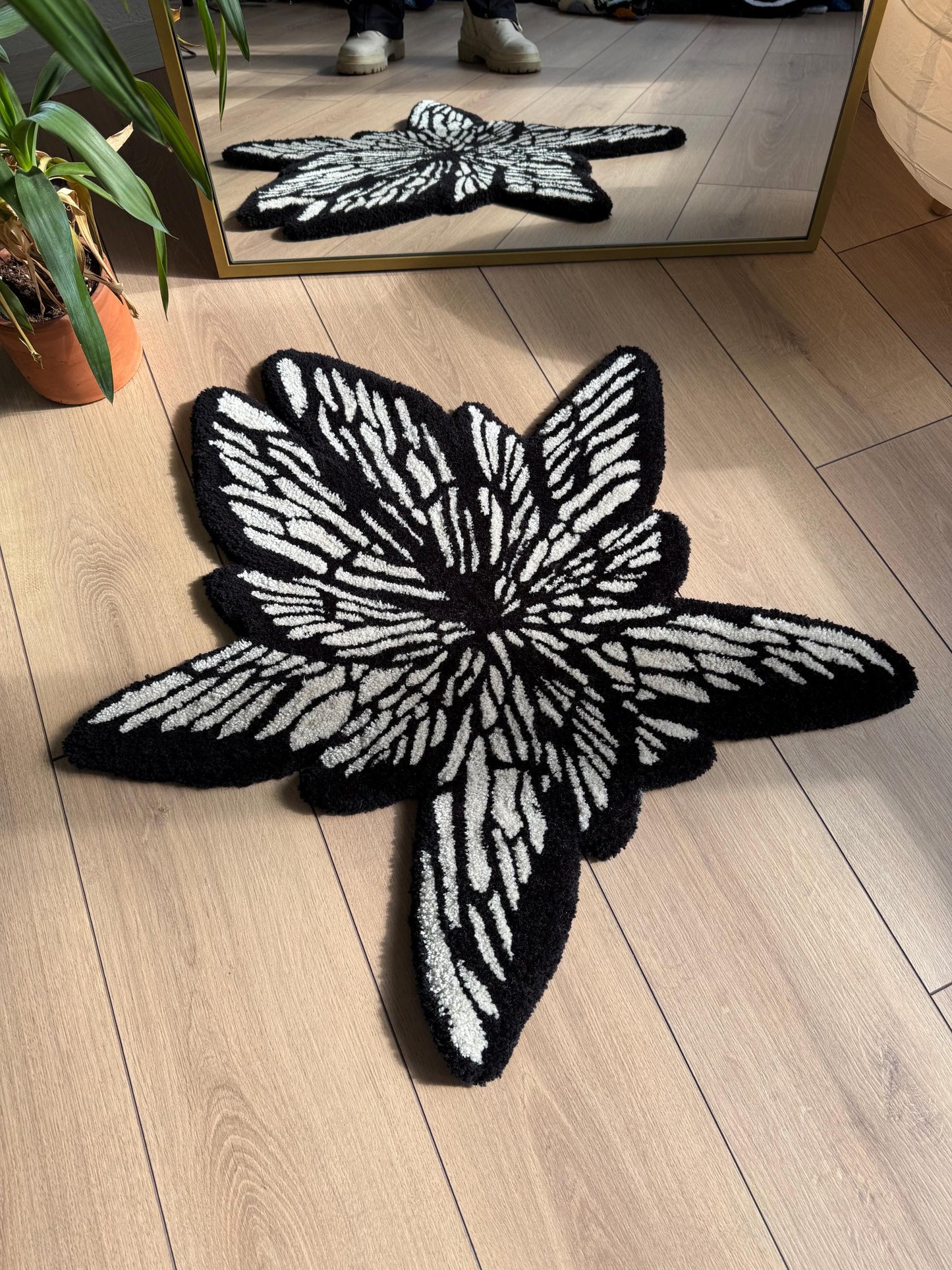 Six Wings Butterfly Fluffy Handmade Tufted Rug