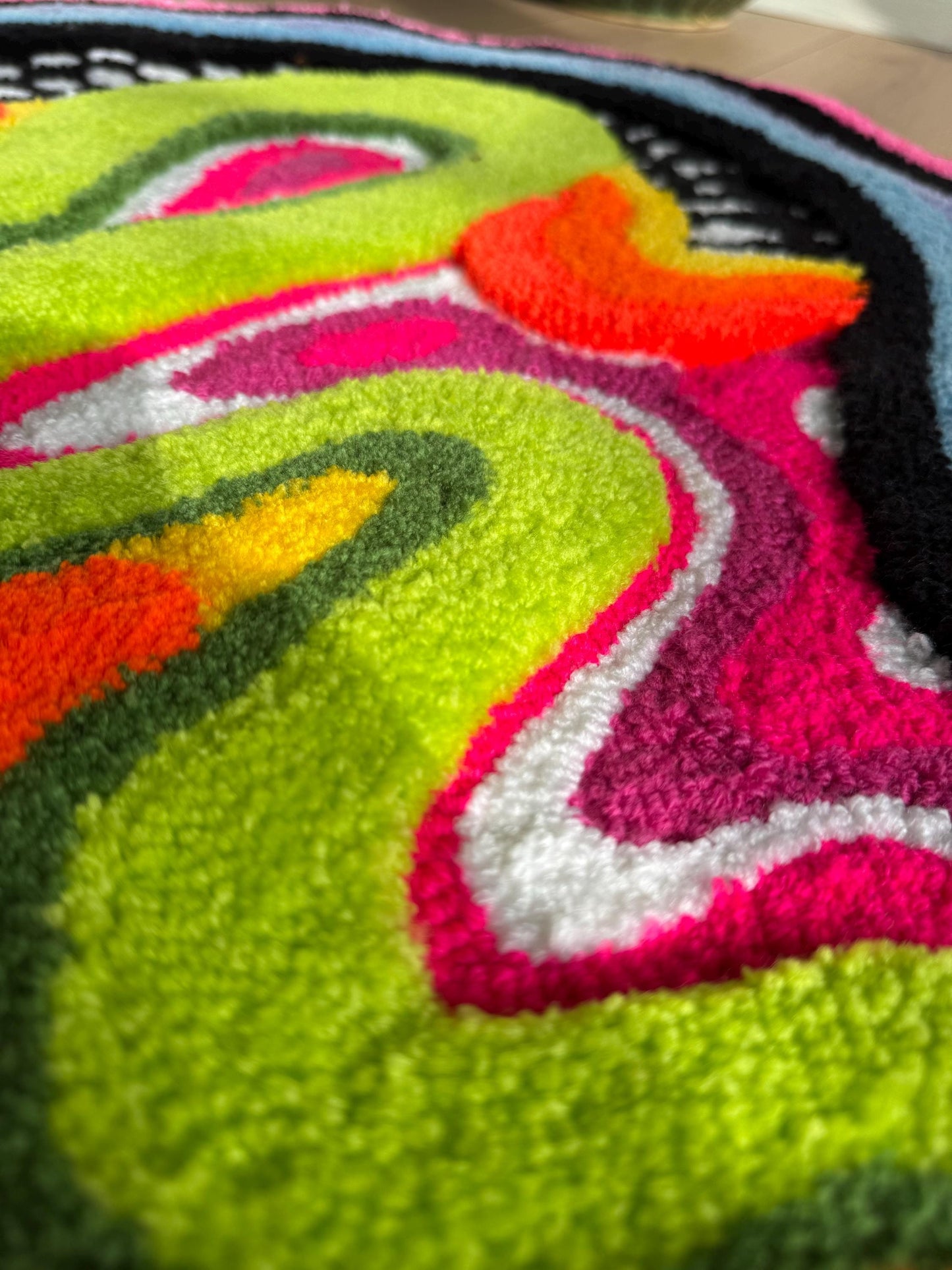 Psychedelic Tufted Rug - Trippy Handmade Wall Hanging - Colorful Groovy Carpet