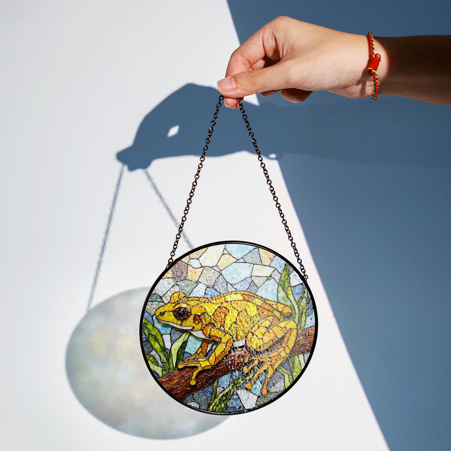 Yellow Frog Stained Glass Suncatcher Window Hanging Gift for Nature Lovers