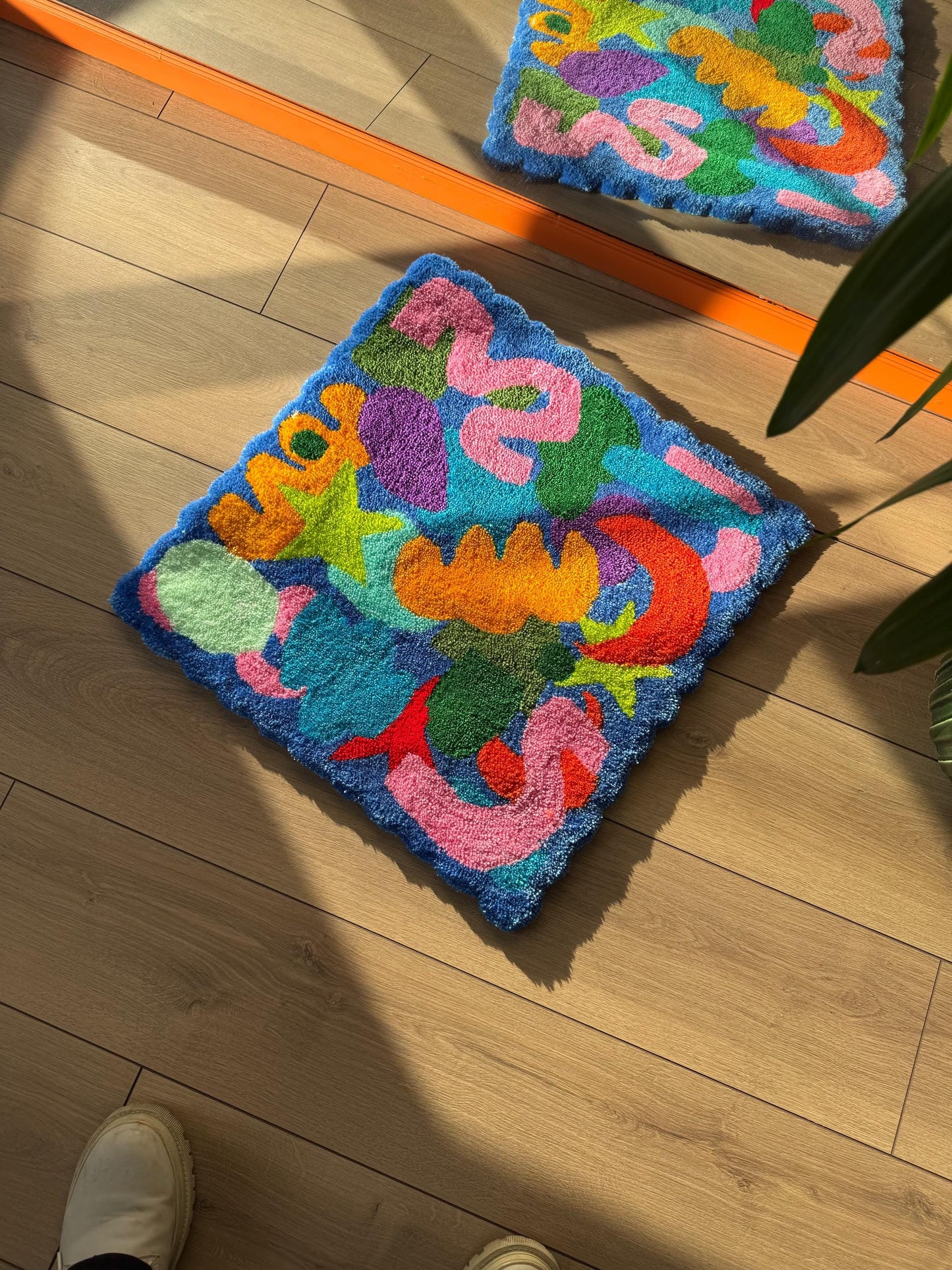 Abstract Shapes Colorful Tufted Rug - Handmade Modern Art Carpet - Vibrant Home Decor