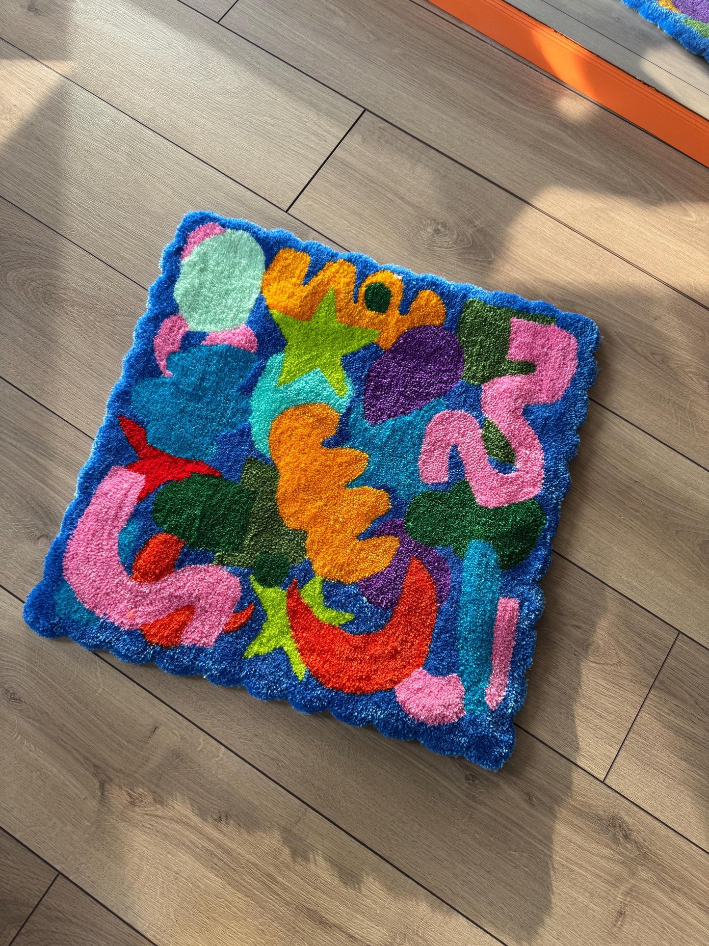 Abstract Shapes Colorful Tufted Rug - Handmade Modern Art Carpet - Vibrant Home Decor