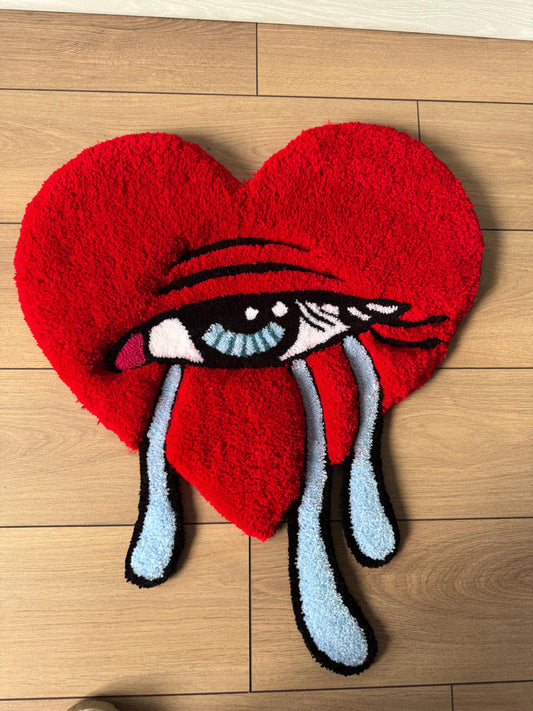 Crying Heart 3D Tufted Rug , Handmade Tufting Rug, Fluffy Rugs