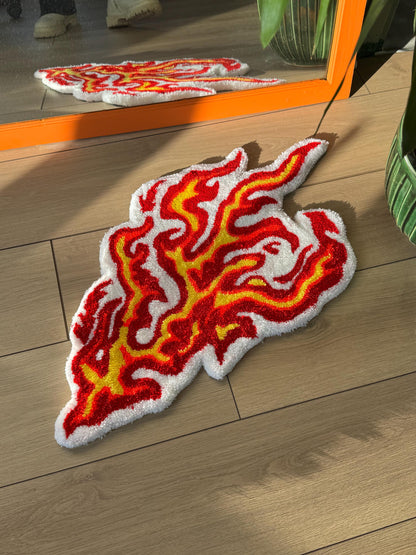 Flame Fluffy Tufted Rug, Handmade Tufted Rugs, Colorful Rugs