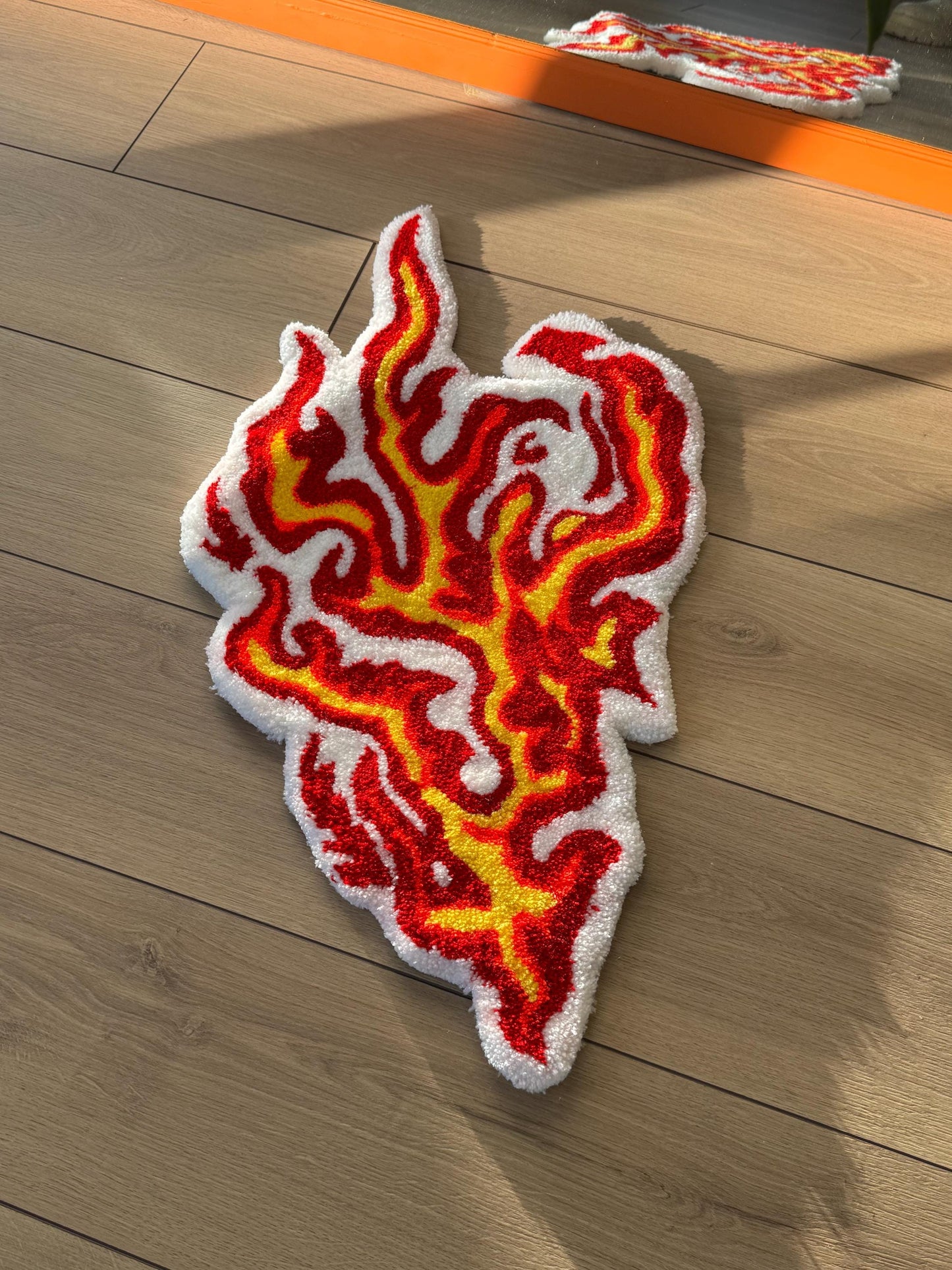 Flame Fluffy Tufted Rug, Handmade Tufted Rugs, Colorful Rugs