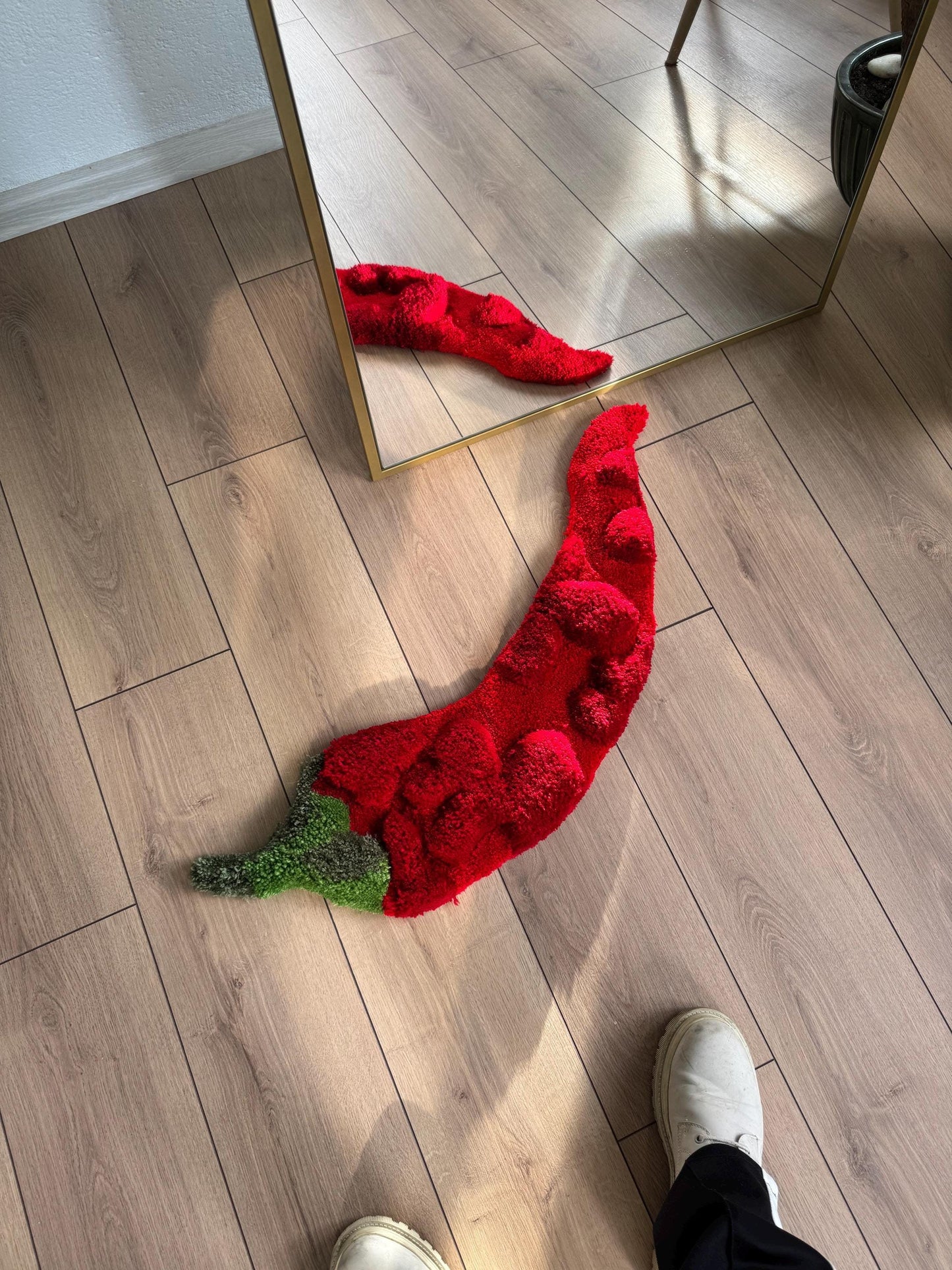 Chili Pepper 3D Fluffy Tufted Rug, Handmade Rugs, Kitchen Rugs, Kitchen Decor, 3D Rugs, Fluffy Rugs, Tufted Rugs, Tufting Rugs, Colorful Rug