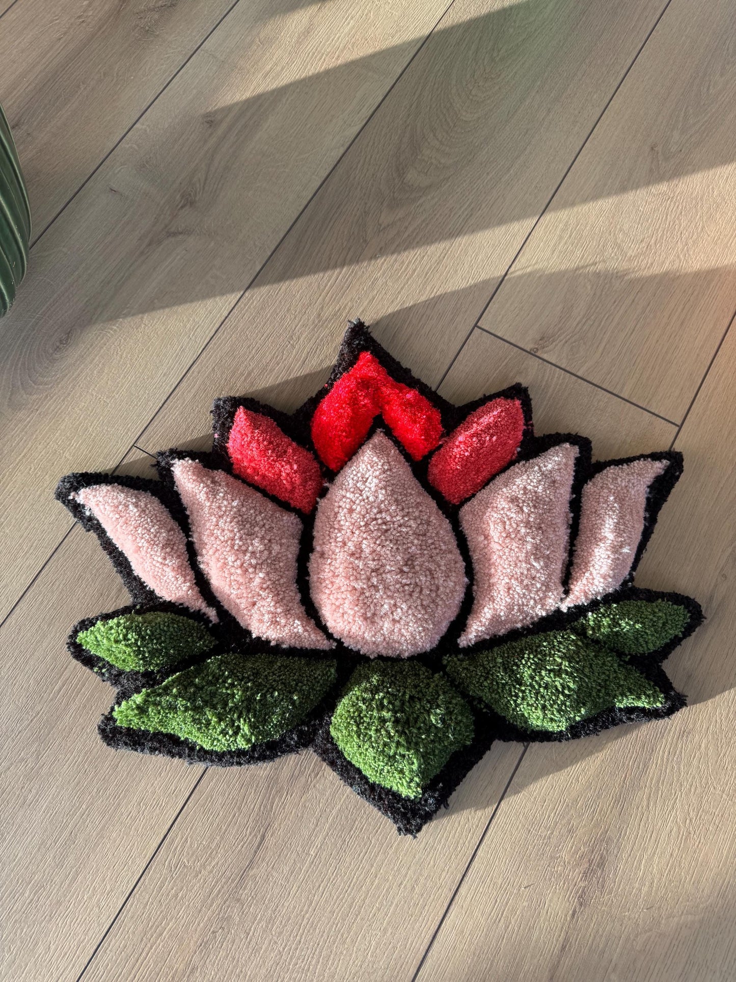 Lotus Flower 3D Fluffy Tufted Rug, Handmade Rug, Tufted Wall Art, Handmade Colorful Rugs, Flower Rug, Unique Japanese Design for Home
