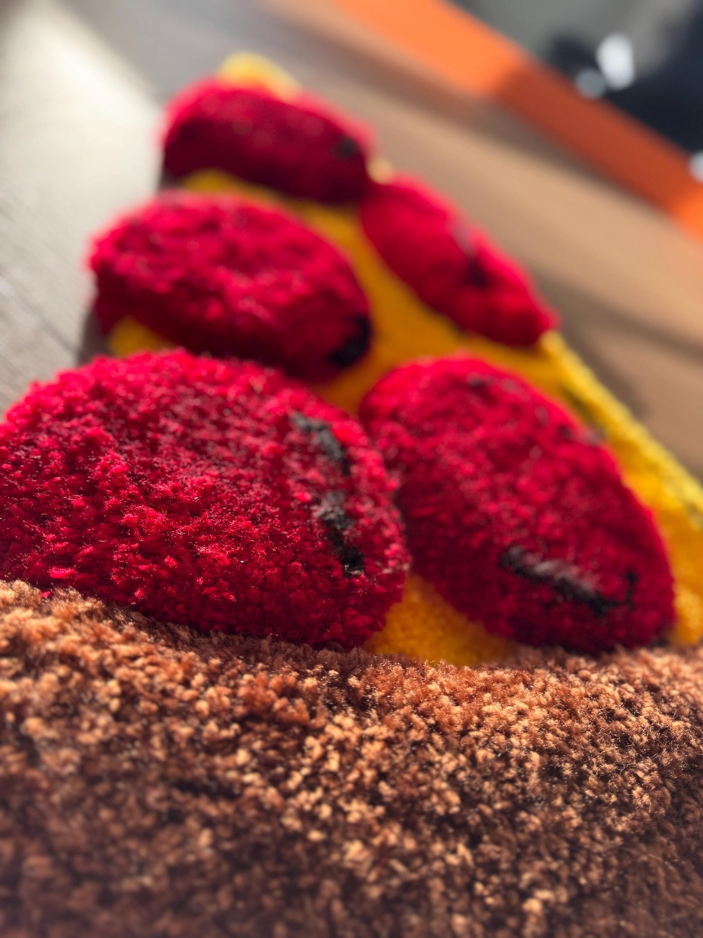 Pizza 3D Fluffy Handmade Tufted Rug, Handmade Rugs, Colorful Rugs, Mini Wall Rug, Kitchen Rug, Wall Hanging Rugs, Tufted Wall Art