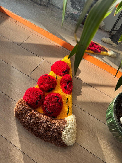 Pizza 3D Fluffy Handmade Tufted Rug, Handmade Rugs, Colorful Rugs, Mini Wall Rug, Kitchen Rug, Wall Hanging Rugs, Tufted Wall Art