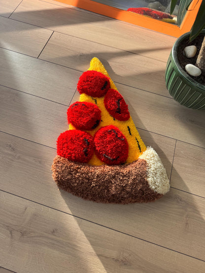 Pizza 3D Fluffy Handmade Tufted Rug, Handmade Rugs, Colorful Rugs, Mini Wall Rug, Kitchen Rug, Wall Hanging Rugs, Tufted Wall Art