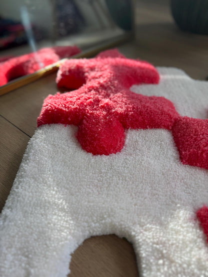 Puzzle Pieces 3D Fluffy Handmade Tufted Rug, Pink Rugs, Pink Home Decor, Handmade Wall Art, Wall Rugs, 3D Thick Rug