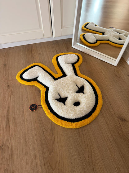 Handmade Tufted Bunny Rug – 3D Fluffy Rabbit Carpet, Cute Wall Art or Floor Mat, Funny Accent Decor (Bad Bunny Inspired)