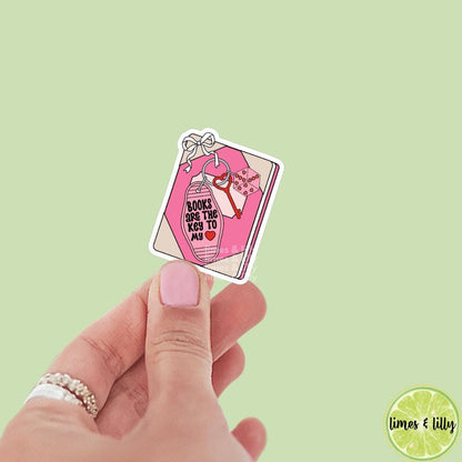 Books are the Key to My Heart Sticker | Valentine’s Day Sticker | Valentine Sticker | Kindle Stickers | Vinyl Sticker | Laptop |