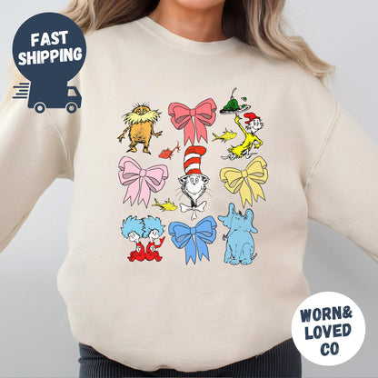 Oh The Places You'll Go When You Read Dr. Seuss Sweatshirt, Gift For Teacher, Girl's Reading Day Outfit, Dr Seuss Birthday Party Tee