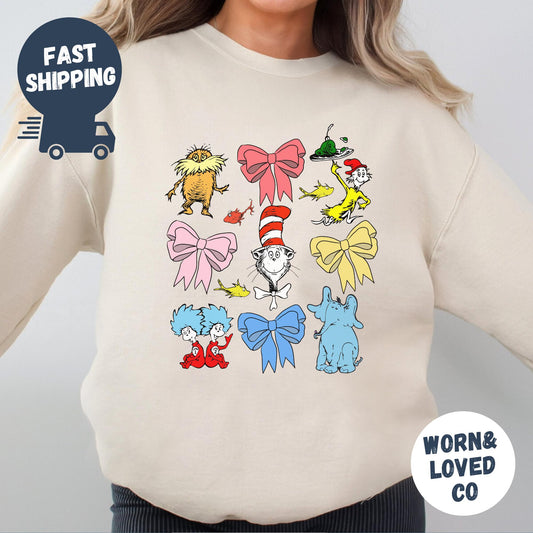 Oh The Places You'll Go When You Read Dr. Seuss Sweatshirt, Gift For Teacher, Girl's Reading Day Outfit, Dr Seuss Birthday Party Tee