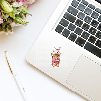 Coquette Iced Coffee Blended Coffee Bows Sticker | Valentine’s Day Sticker | Valentine Sticker | Kindle Stickers | Vinyl Sticker | Laptop |