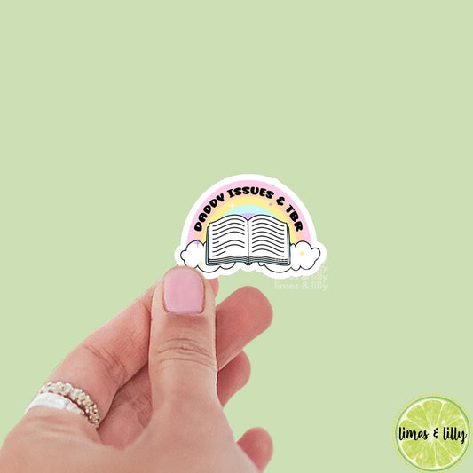 Daddy Issues and TBR To Be Read Rainbow and Clouds Vinyl Sticker | Kindle Stickers | Bookish Stickers | Mood Reader | Girly
