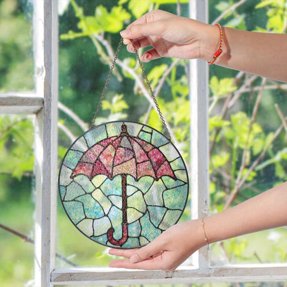 Stained Glass Umbrella Suncatcher Window Hanging Gift for Mom Friend