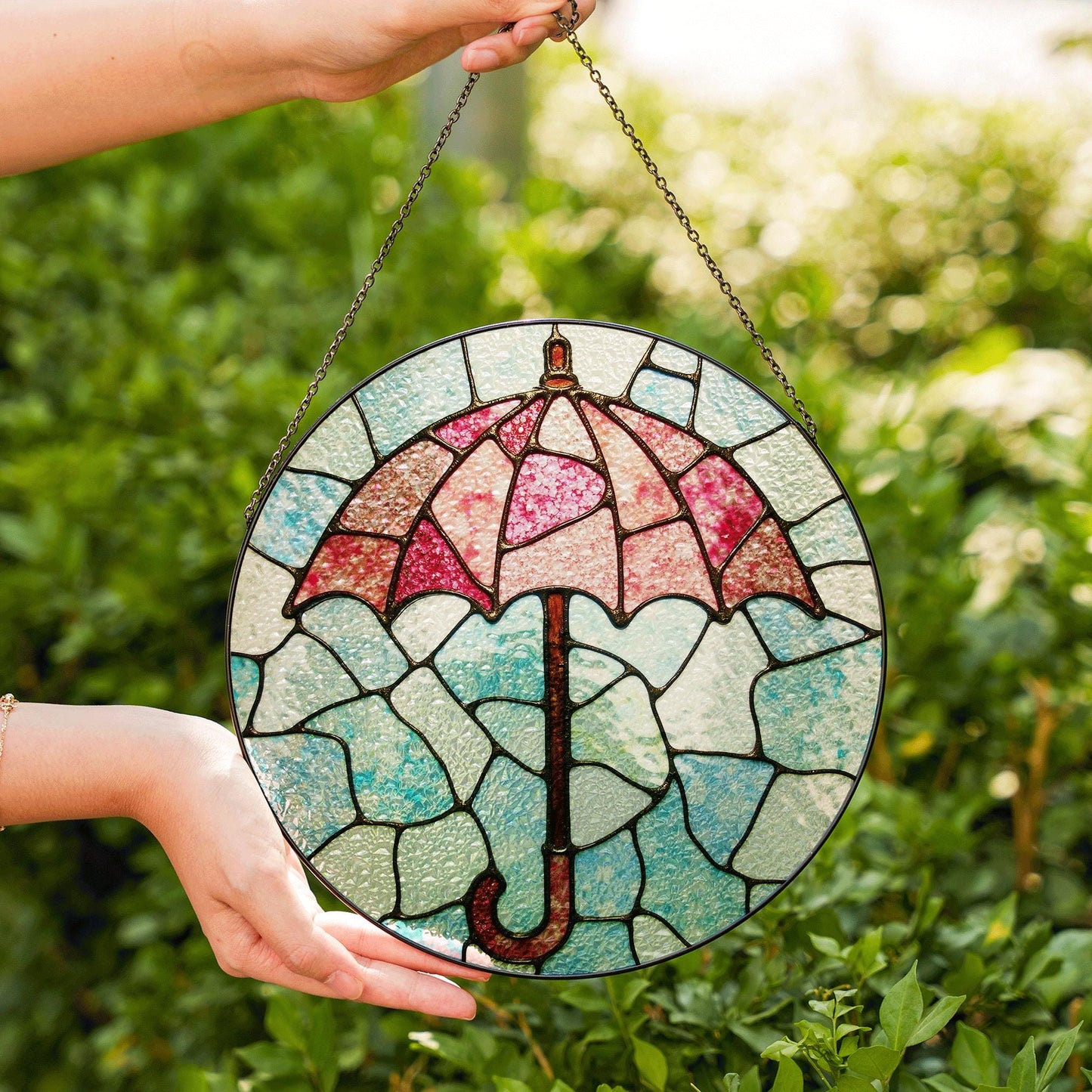 Stained Glass Umbrella Suncatcher Window Hanging Gift for Mom Friend