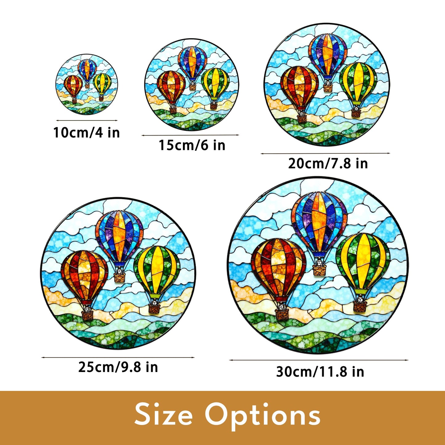 Hot Air Balloon Stained Glass Suncatcher Window Hanging Gift for Travelers Birthday