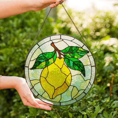 Lemon Stained Glass Suncatcher Window Hanging Gift for Mom Friend Birthday
