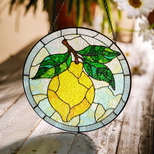 Lemon Stained Glass Suncatcher Window Hanging Gift for Mom Friend Birthday