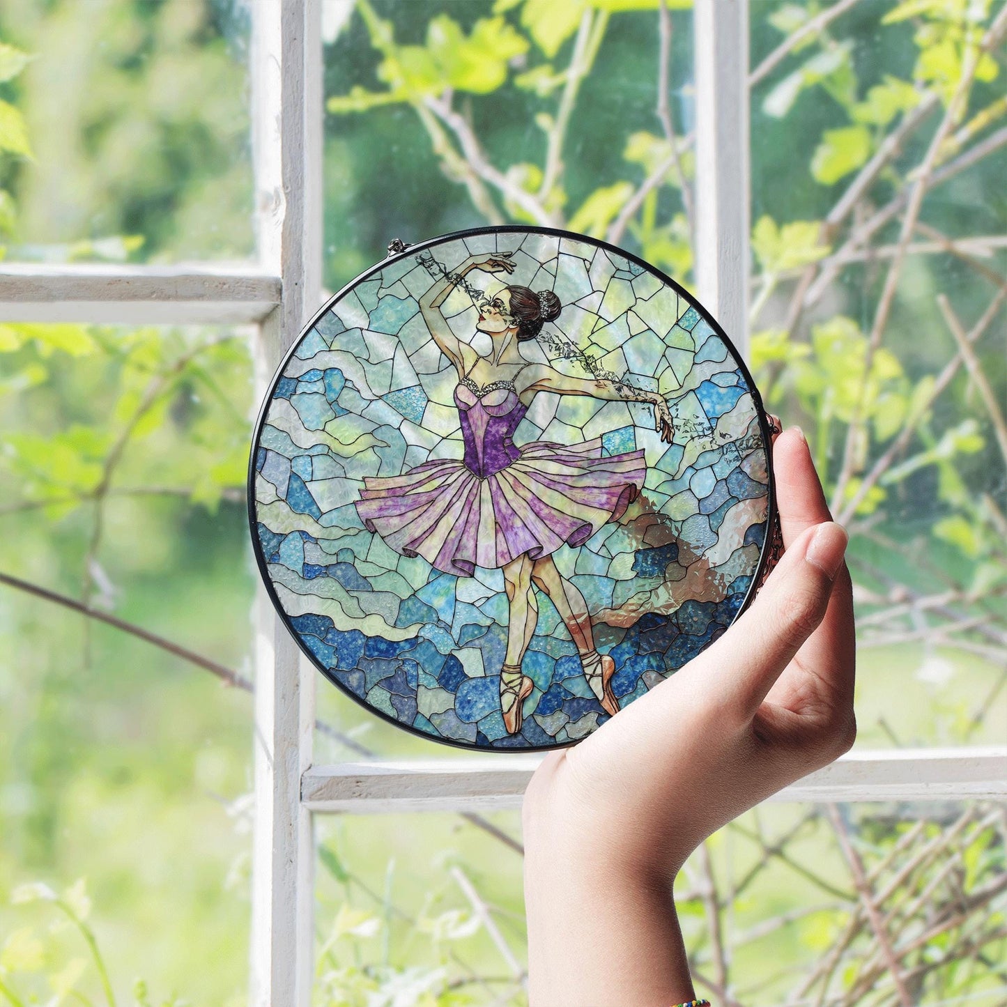 Ballet Dancer Suncatcher Stained Glass Window Decor Gift for Dancers