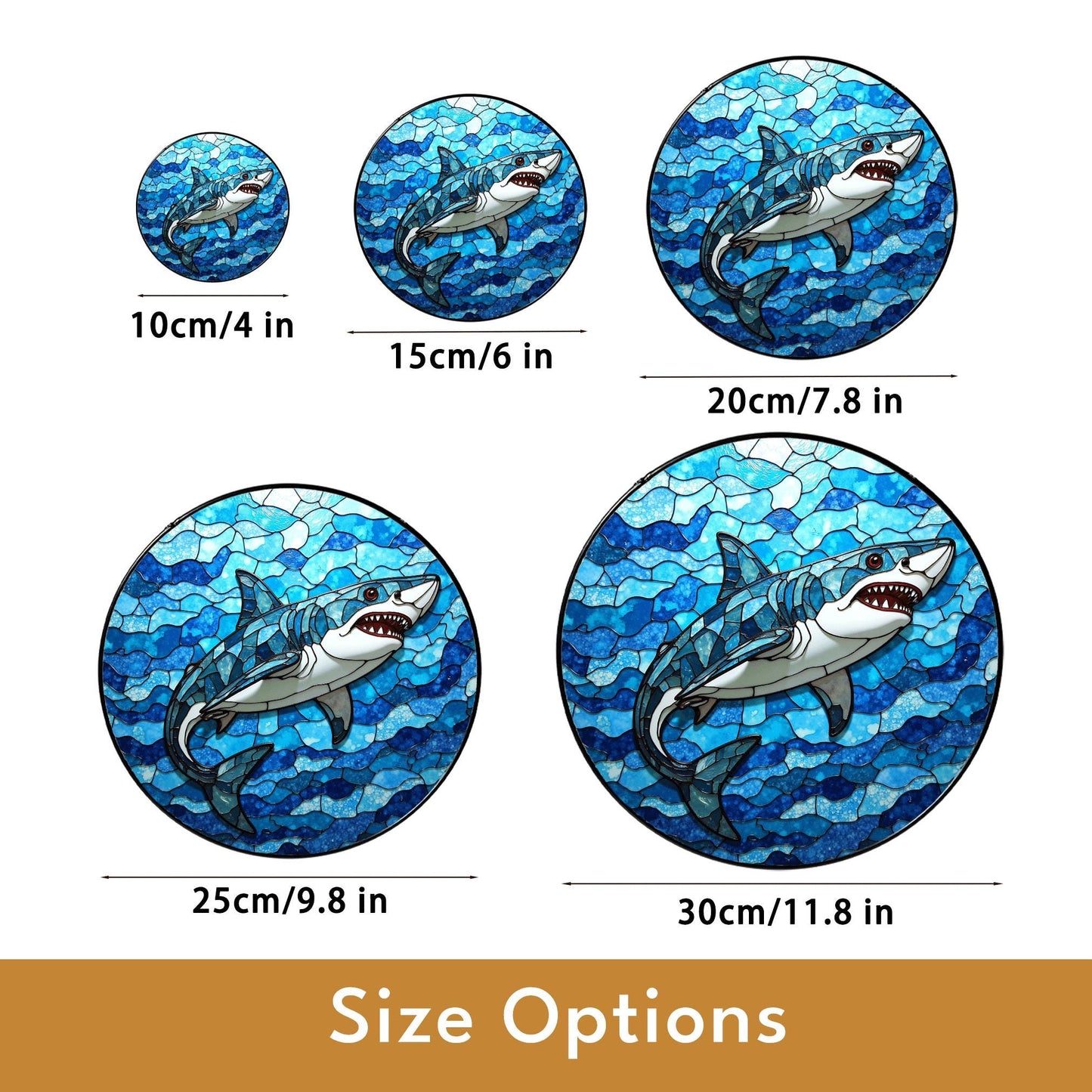 Shark Stained Glass Suncatcher Ocean Window Hanging Gift for Marine Life Lovers