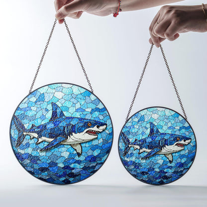 Shark Ocean Suncatcher Stained Glass Window Hanging Gift for Sea Lovers