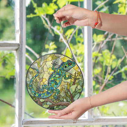 Lizard Stained Glass Suncatcher Window Decor Gift for Reptile Lovers
