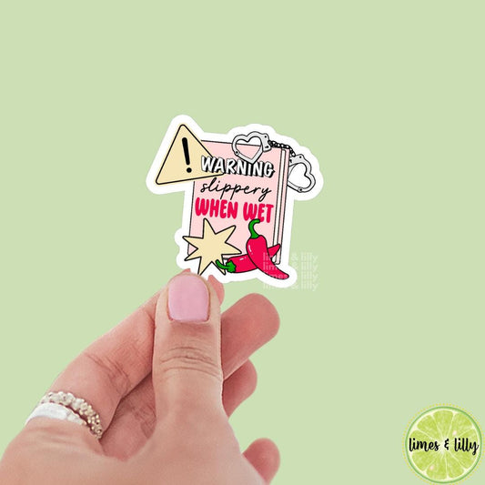 Warning Slippery When Wet Book Vinyl Sticker | Bookish stickers | kindle stickers | laptop | spicy romance | smutty | trendy stickers